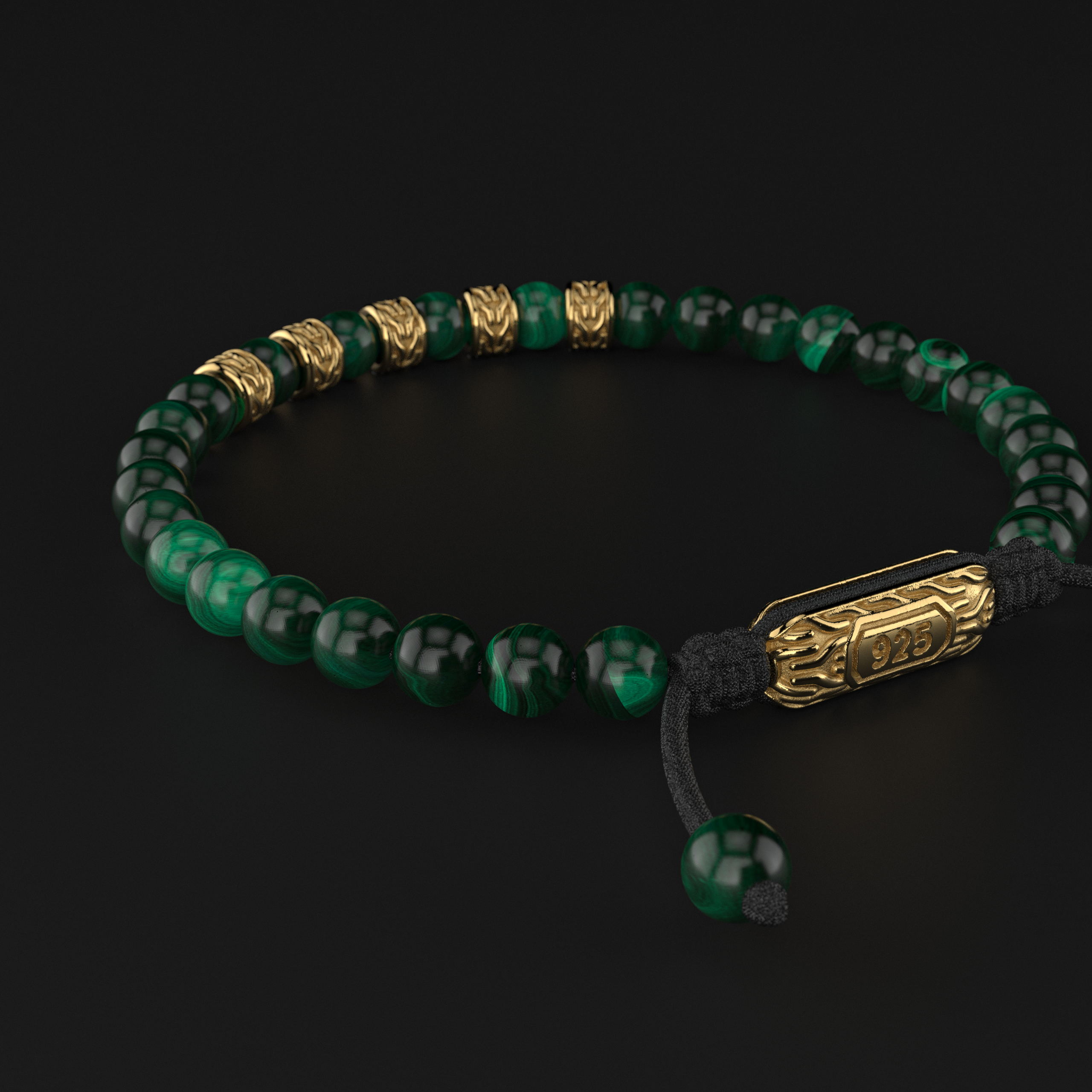 Green Malachite Bracelet 6mm | Snake