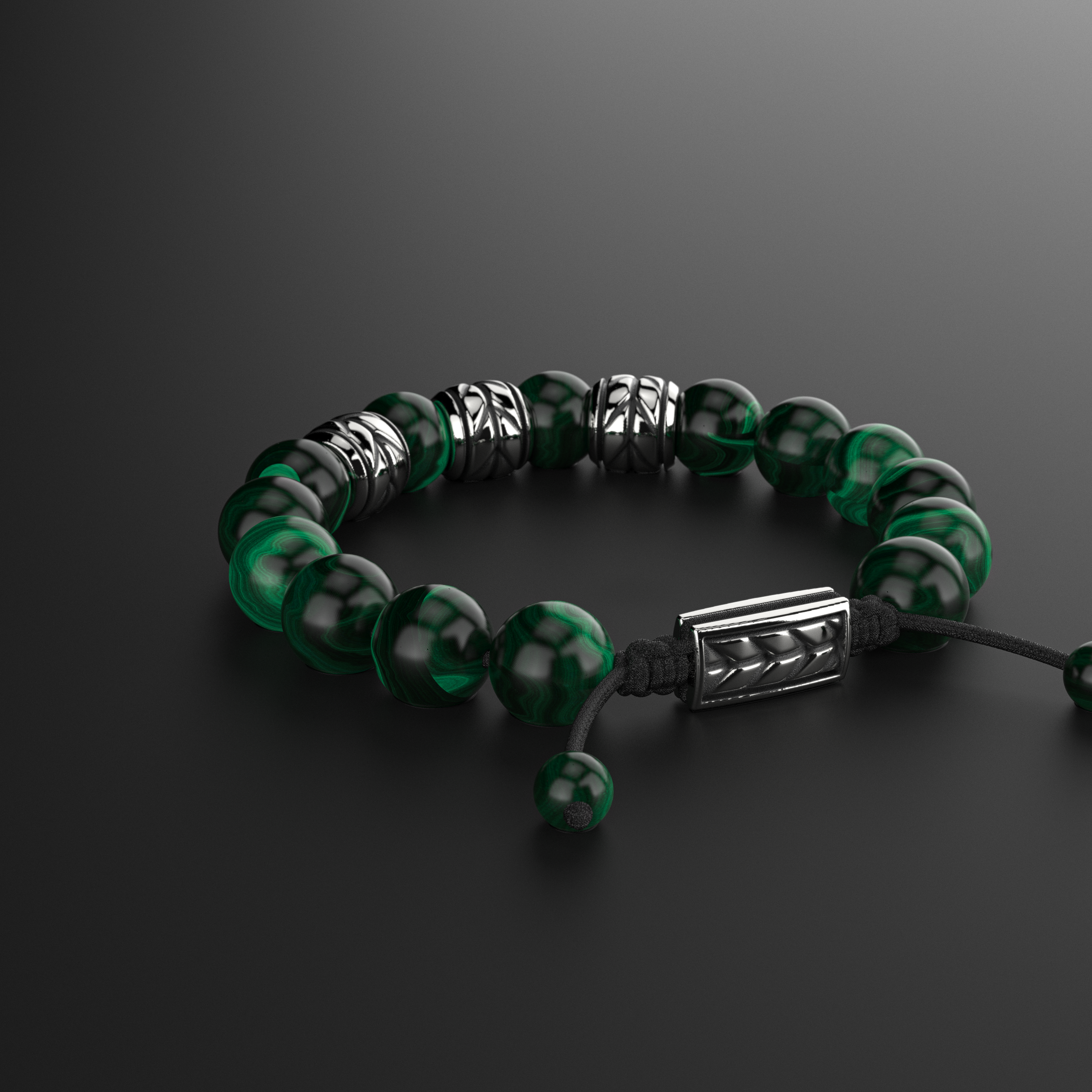 Green Malachite Bracelet 12mm | Woven