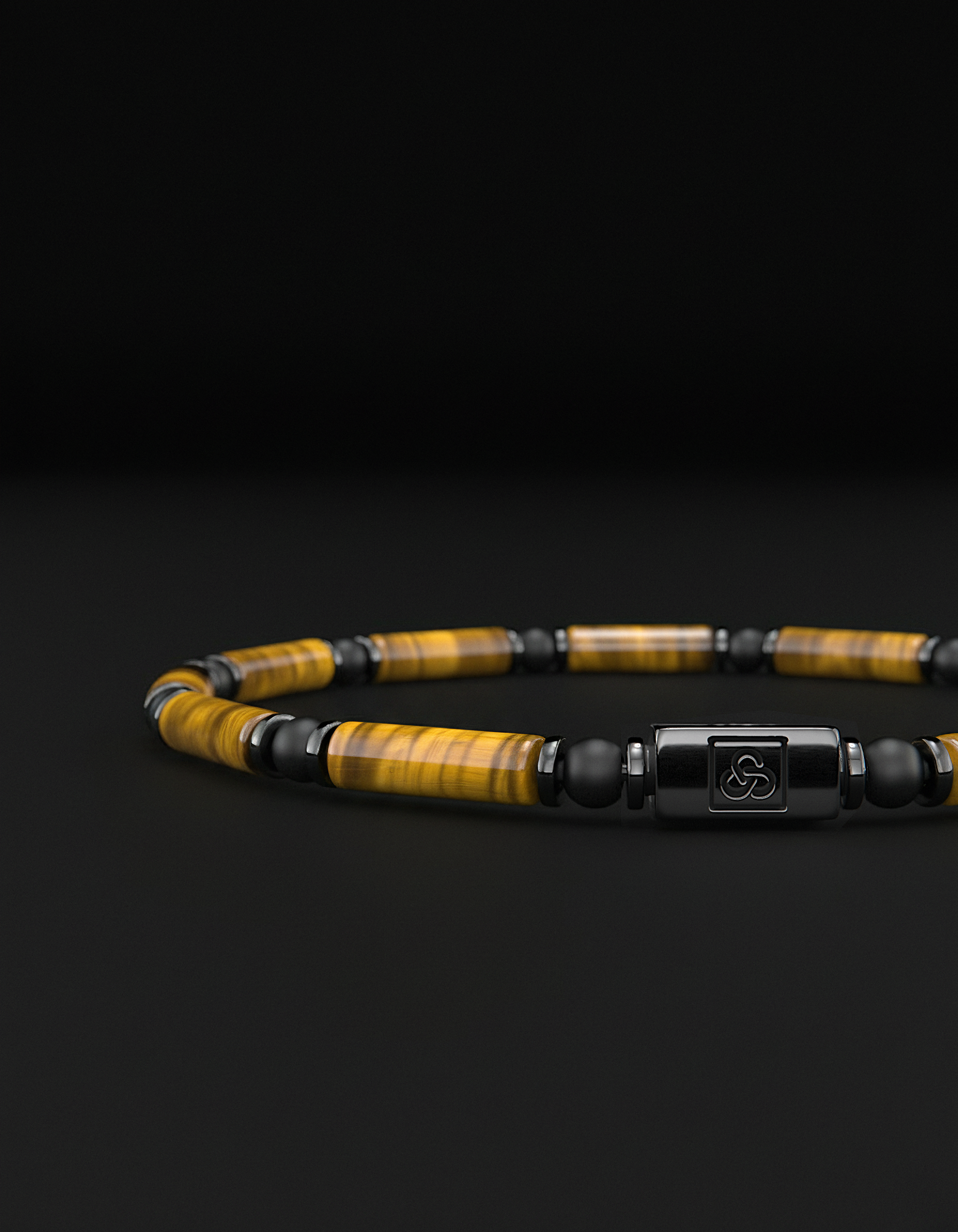 Pulsera de ojo de tigre y ónix mate de 4 mm | TUBO