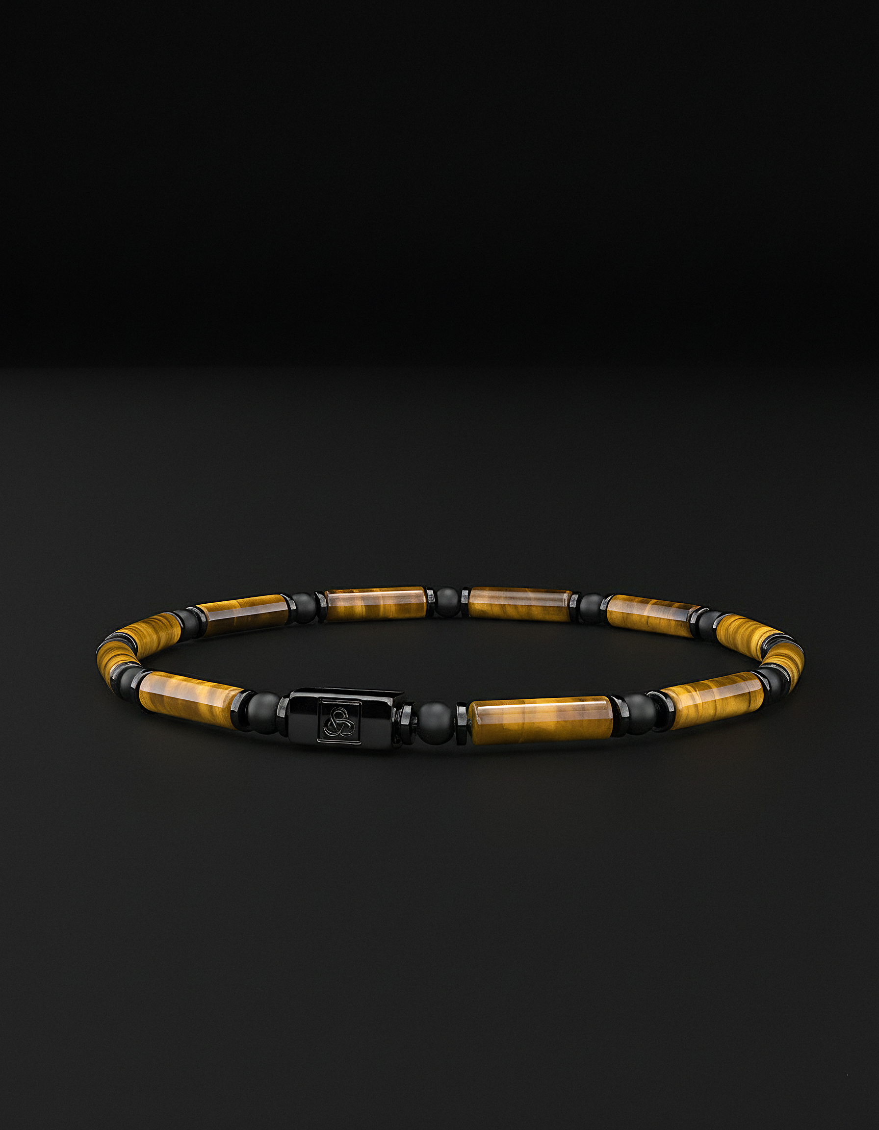Pulsera de ojo de tigre y ónix mate de 4 mm | TUBO