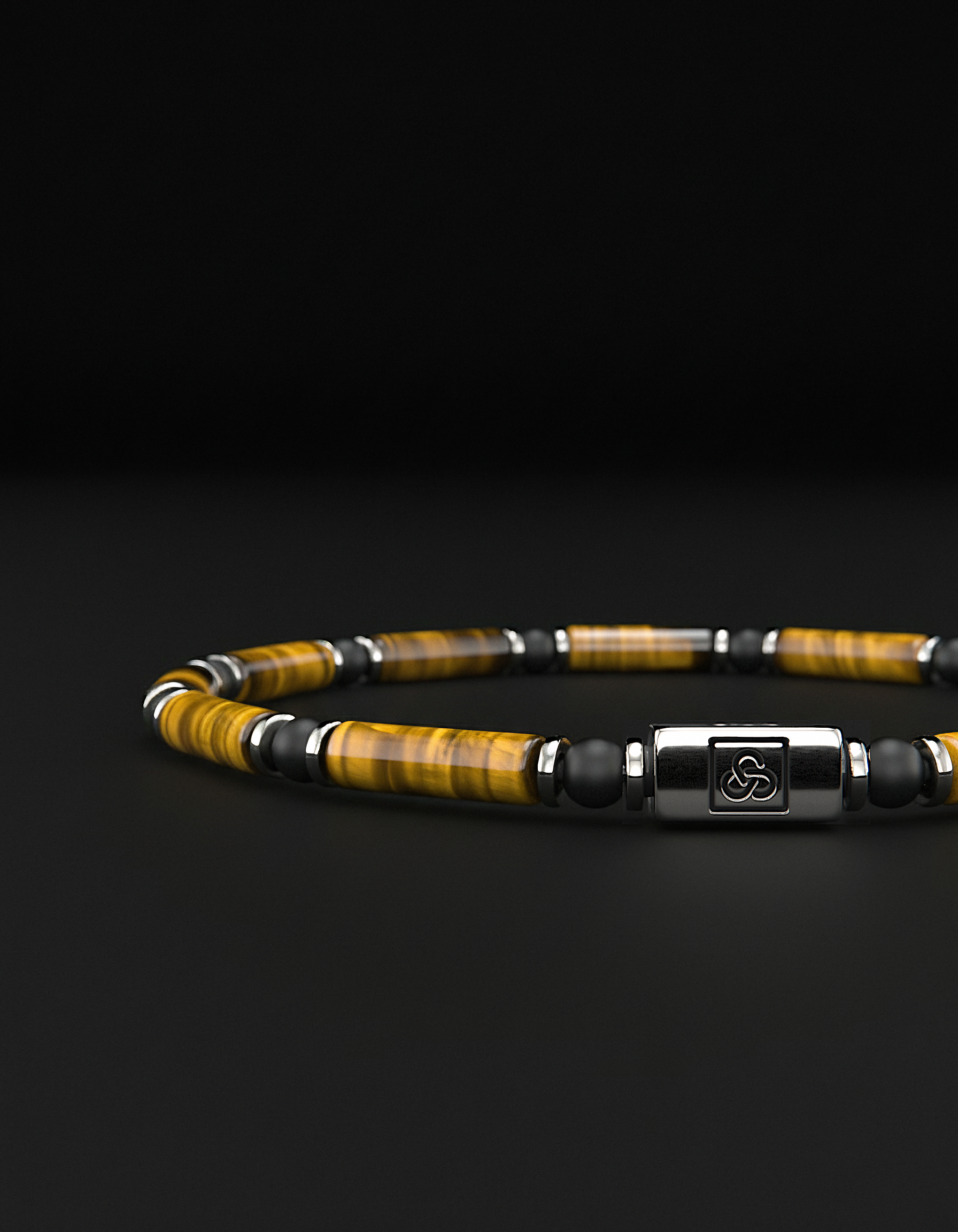 Pulsera de ojo de tigre y ónix mate de 4 mm | TUBO