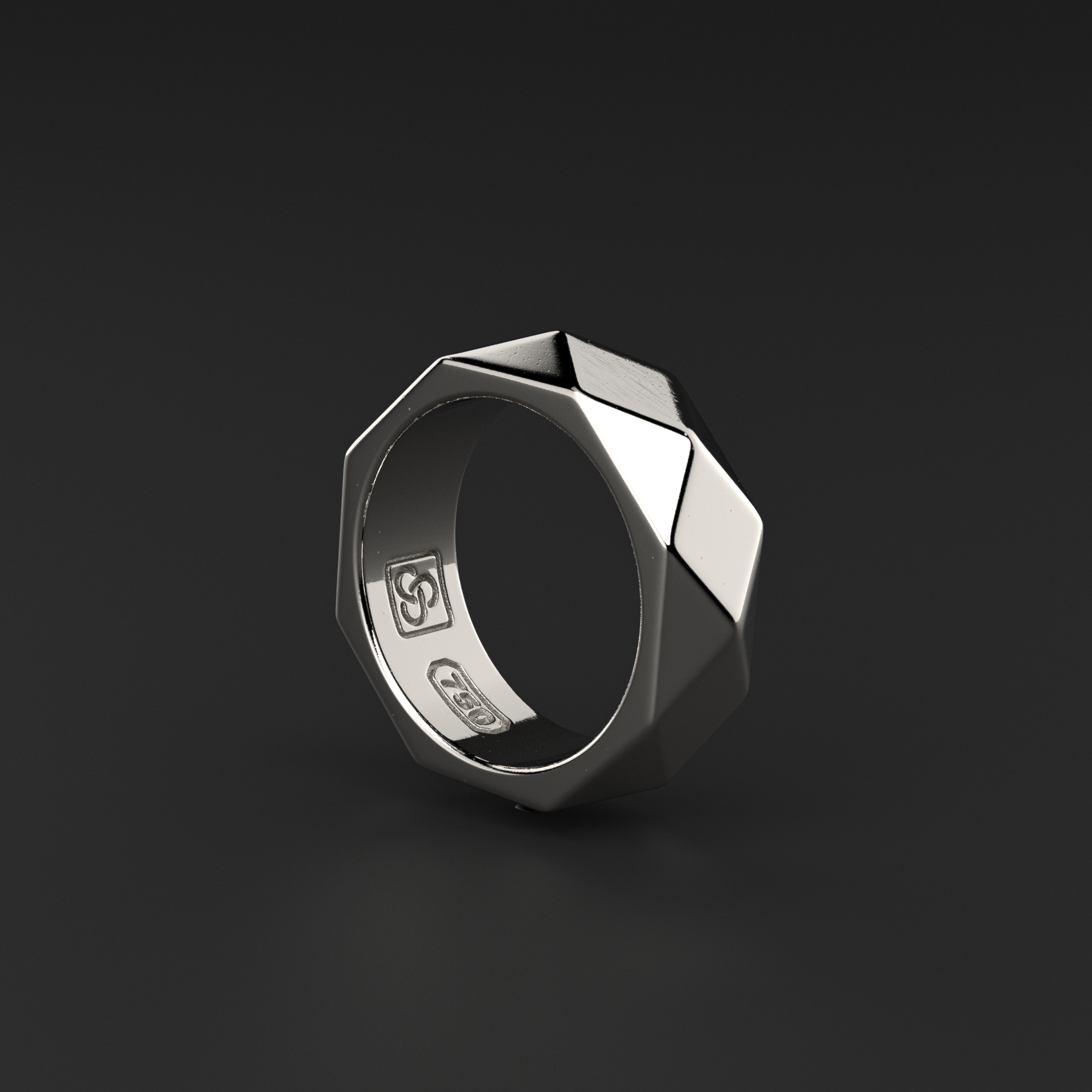 18k Solid White Gold Ring | Geom