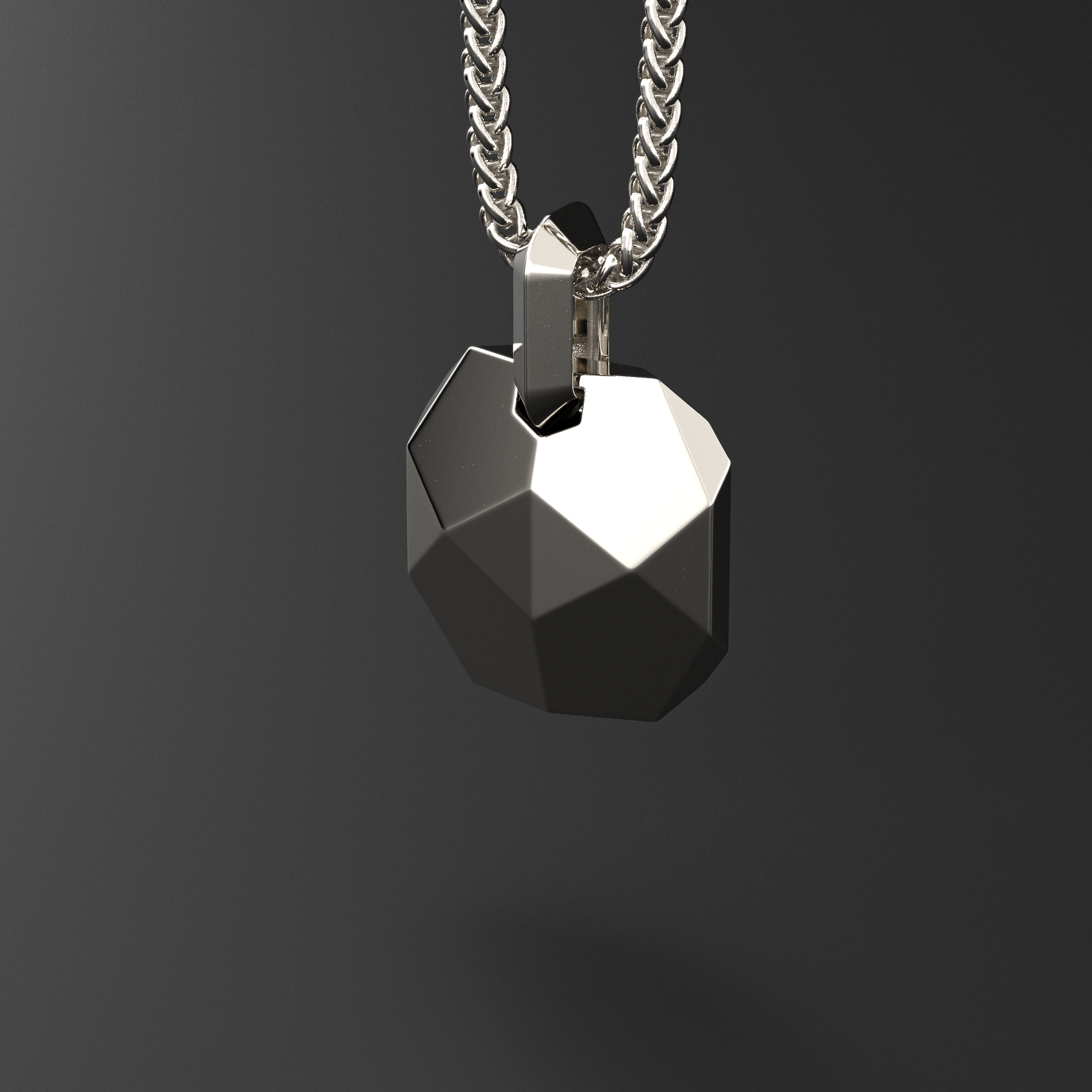 18k Solid White  Gold Pendant | Geom