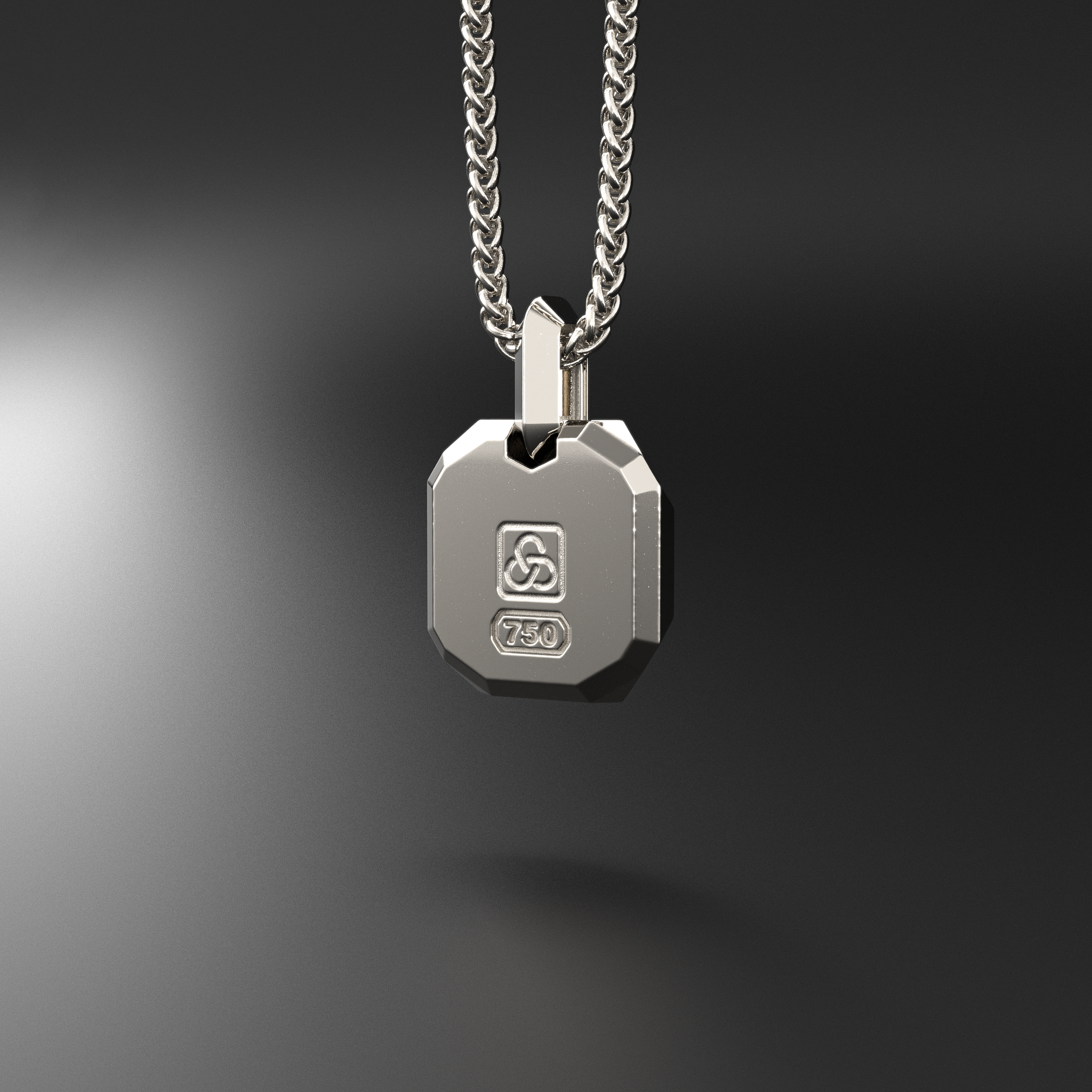 18k Solid White  Gold Pendant | Geom