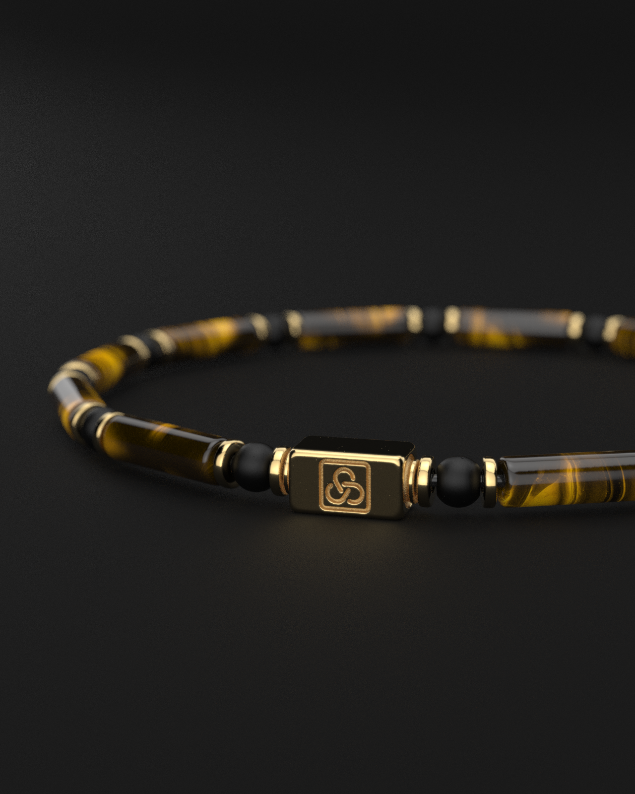 Tiger Eye + Onyx Matte Bracelet 4mm | PIPE