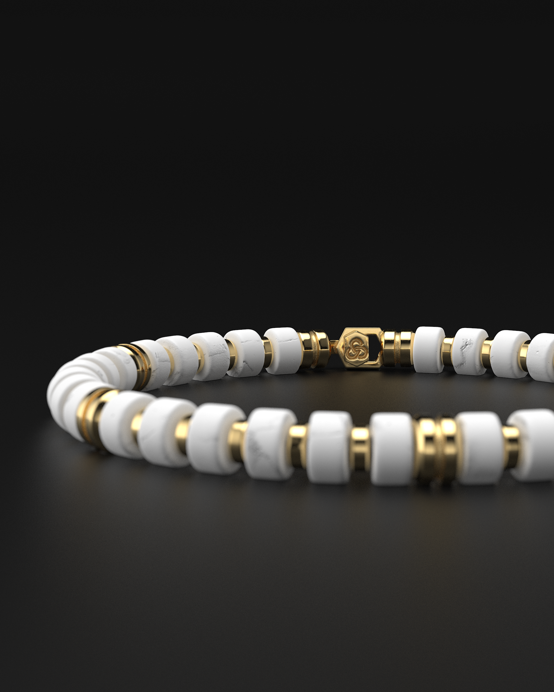 Bracciale in Howlite 6mm | Distanziatore Premium