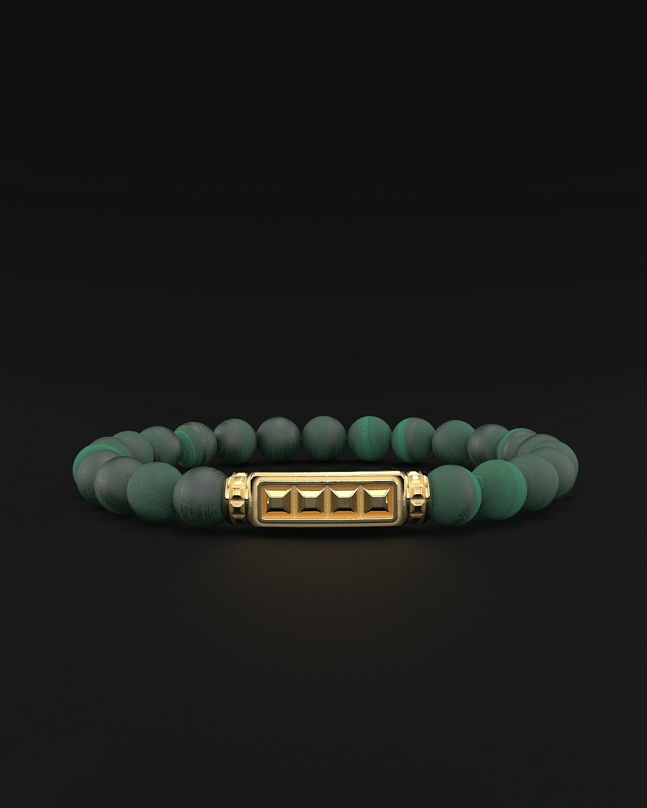 Green Malachite Matte Pyramid Bracelet 8mm | Essential