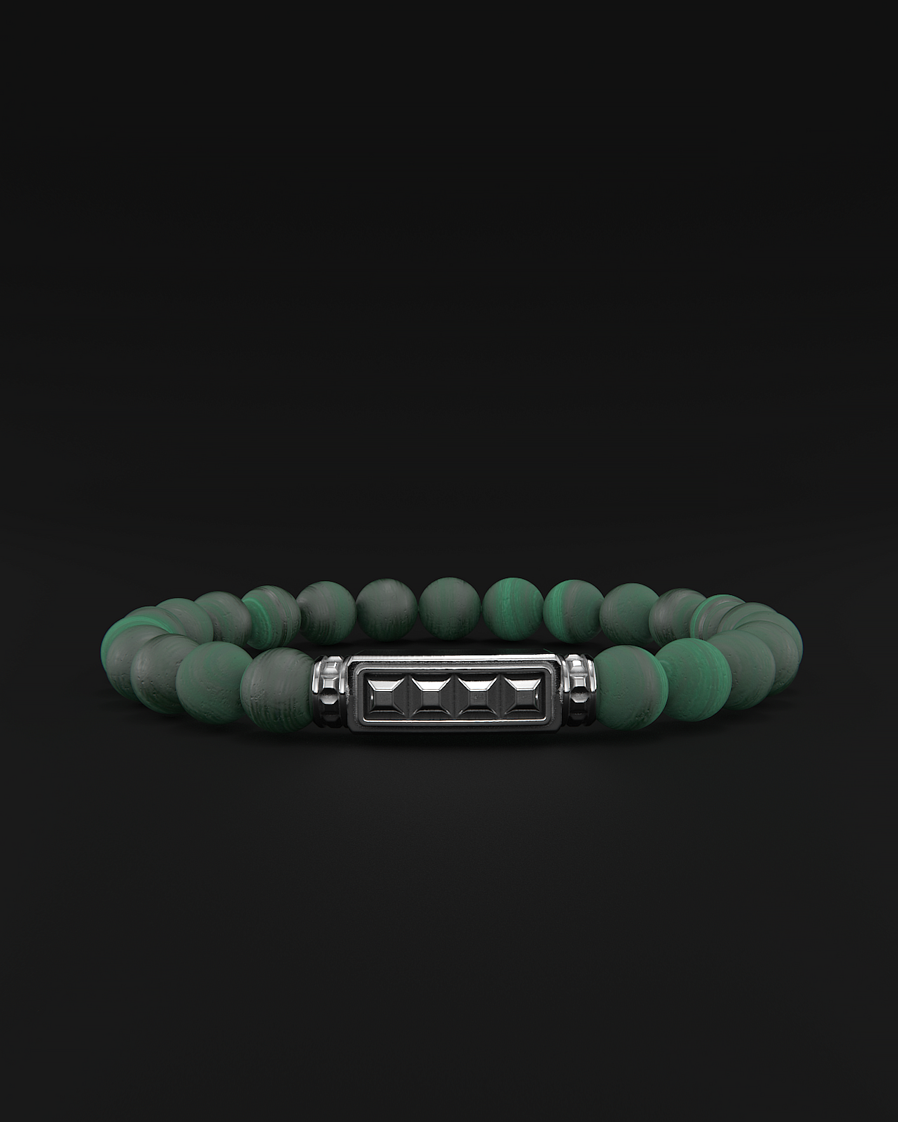 Green Malachite Matte Pyramid Bracelet 8mm | Essential