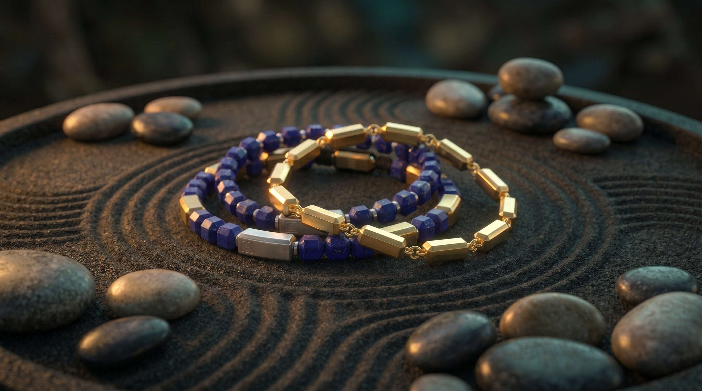 Seekers men's bracelets — silver, gold and black rhodium