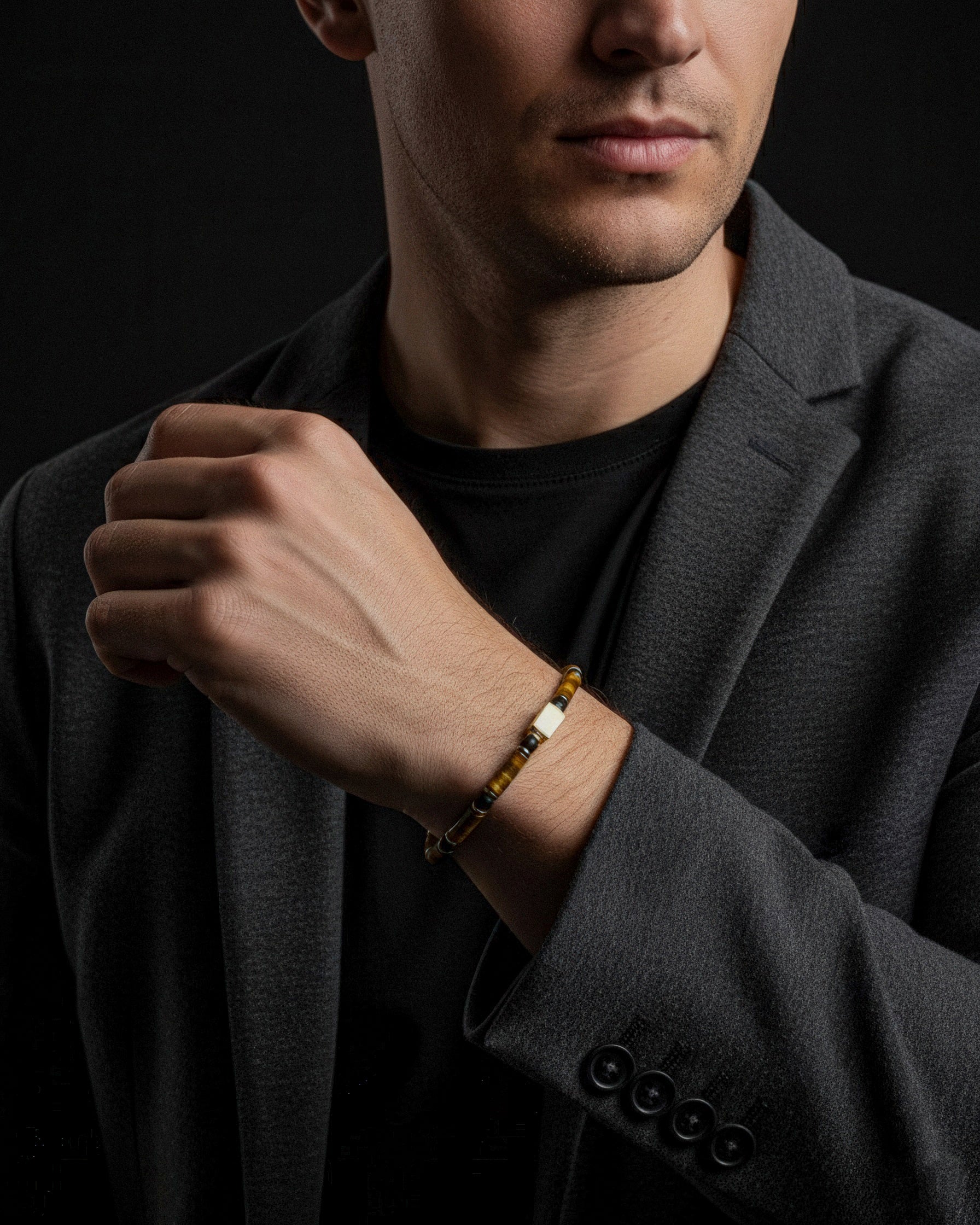 Tiger Eye + Onyx Matte Bracelet 4mm | PIPE
