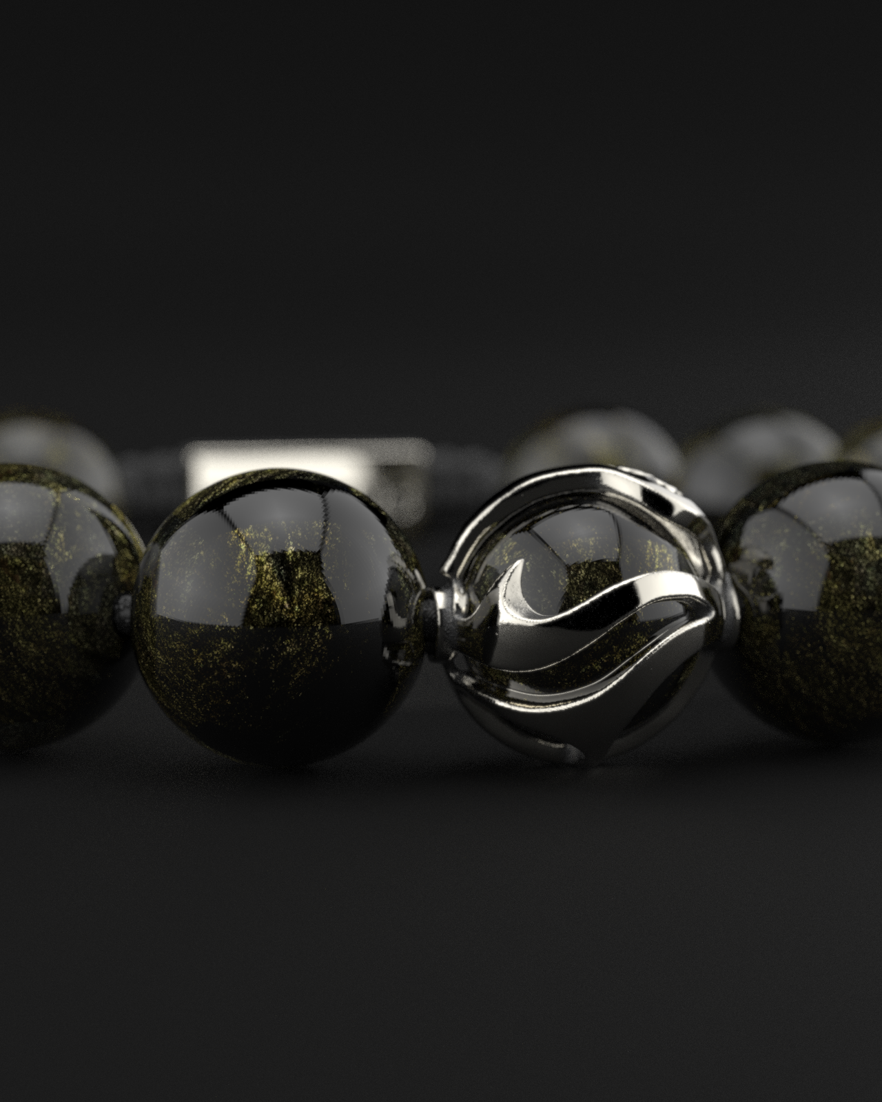 Obsidian Bracelet 12mm | Waves