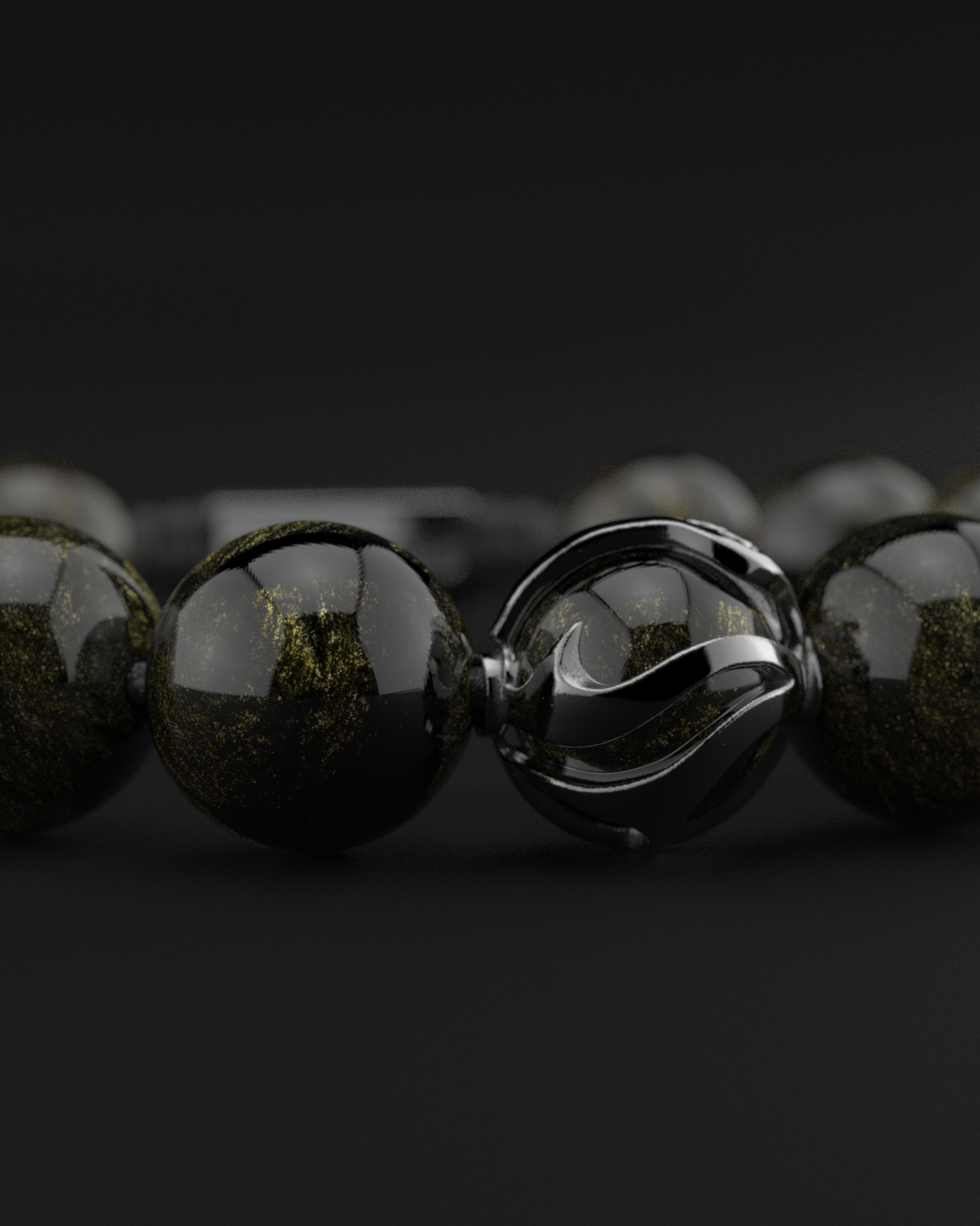 Obsidian Bracelet 12mm | Waves