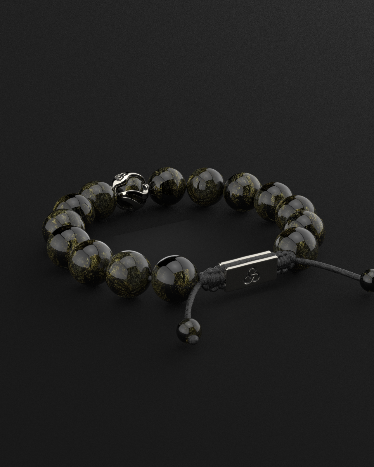 Obsidian Bracelet 12mm | Waves