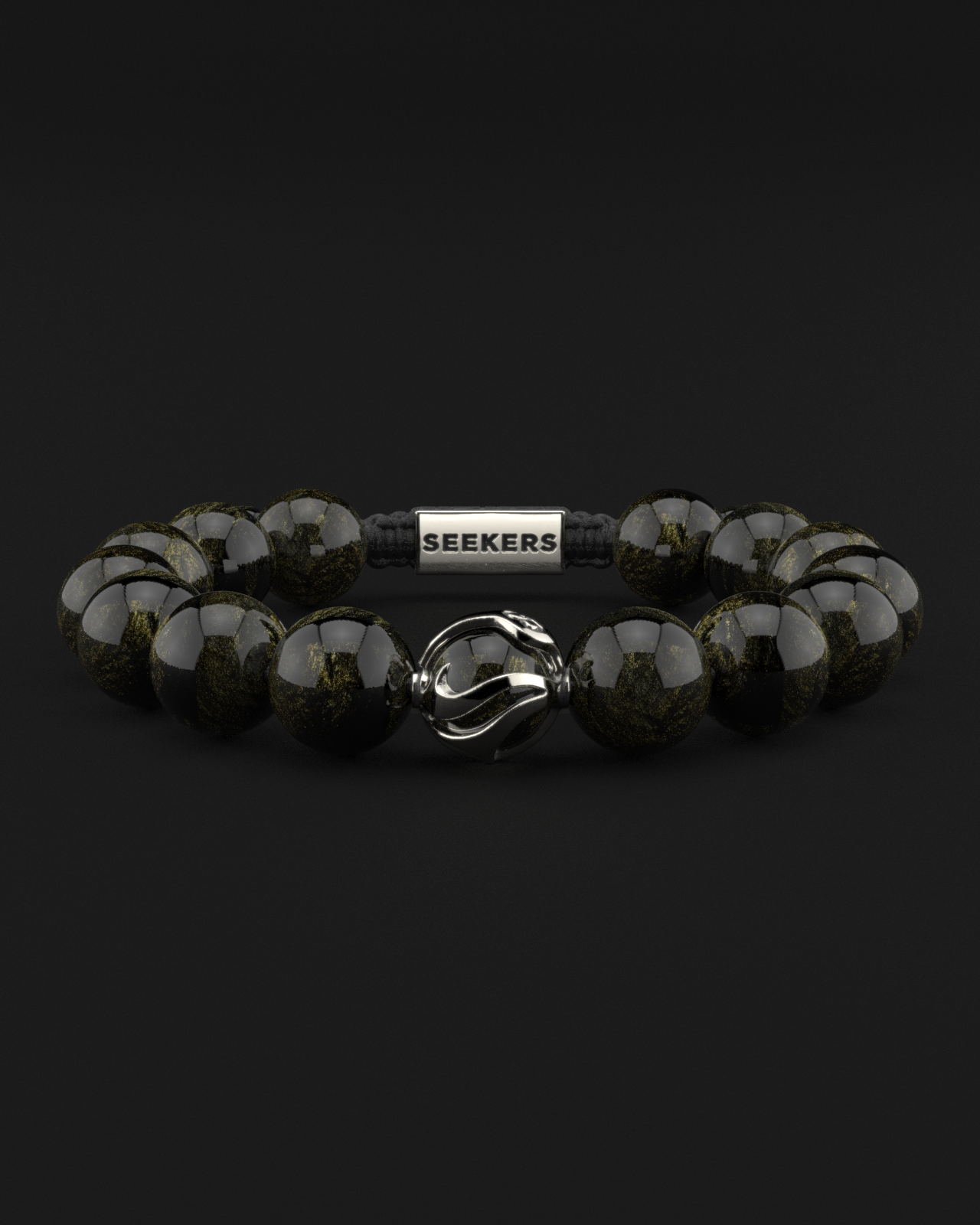 Obsidian Bracelet 12mm | Waves