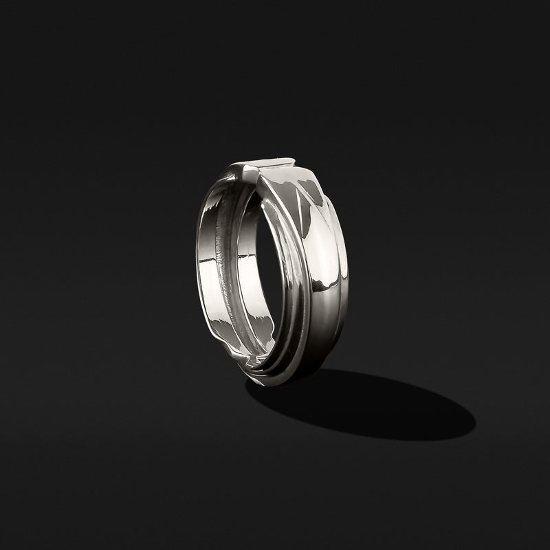 Layer White Solid Gold Ring