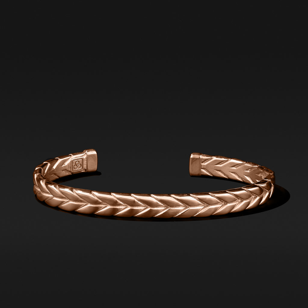 Rose Gold Cuff Bracelet for Men, Woven